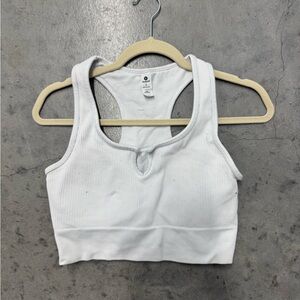Size L || White Ribbed Tank Top with padding